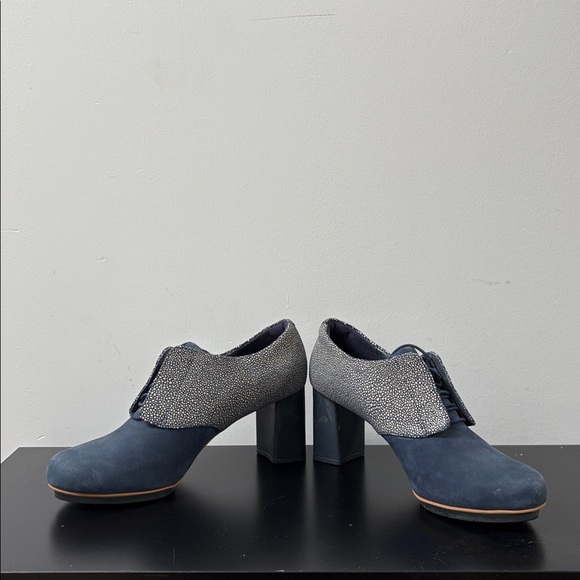 Camper Myriam platform Block heel nubuck suede leather blue white lace up US8.5 - Picture 8 of 13